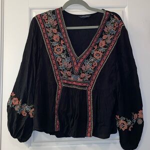 Black Embroidered Blouse